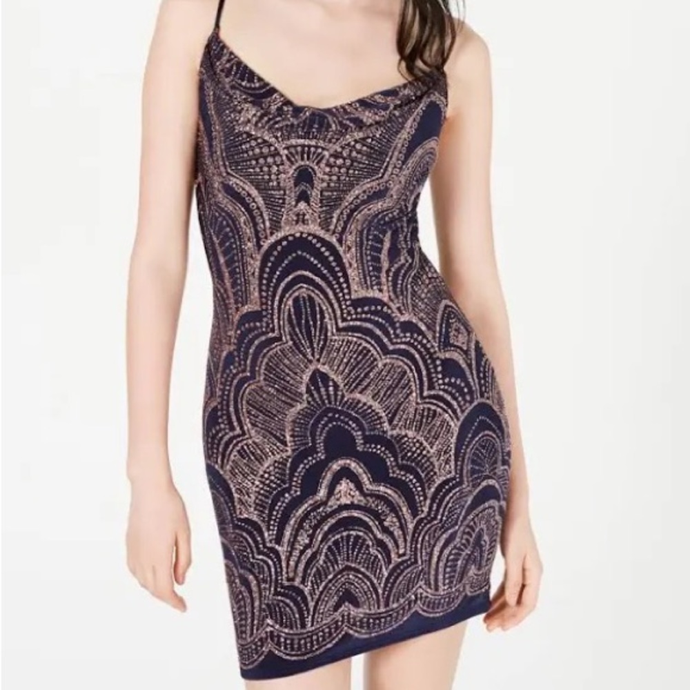 Sparkly Cowl Neck Bodycon Dress